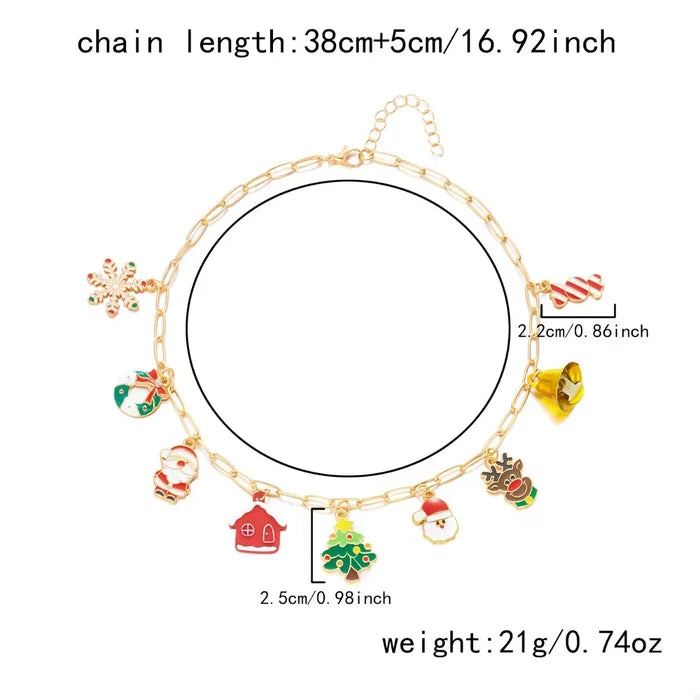 18K Gold-Plated Christmas Charm Necklace