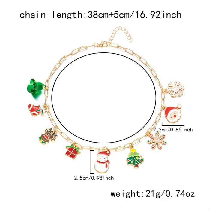 18K Gold-Plated Resin Christmas Theme Necklace