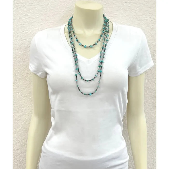30" Navajo Turquoise Necklace - Greige Goods