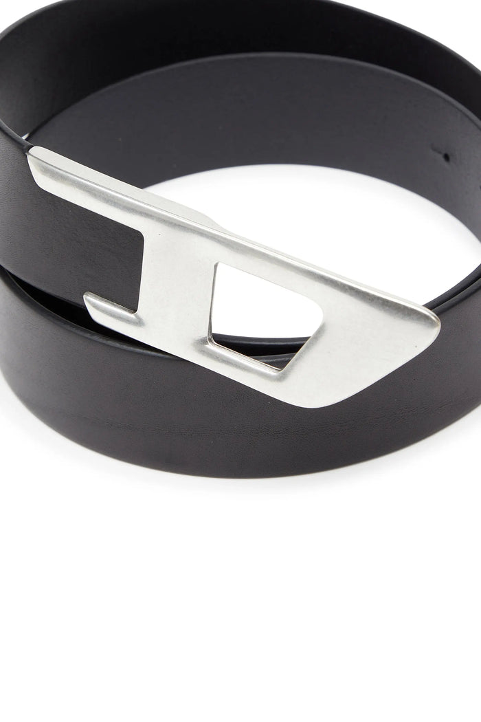 4 cm leather belt with metal D buckle