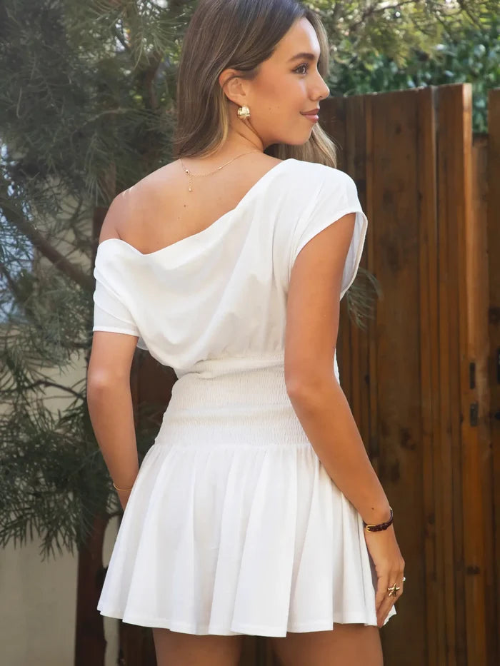 Asha Asymmetry Mini Dress - Greige Goods