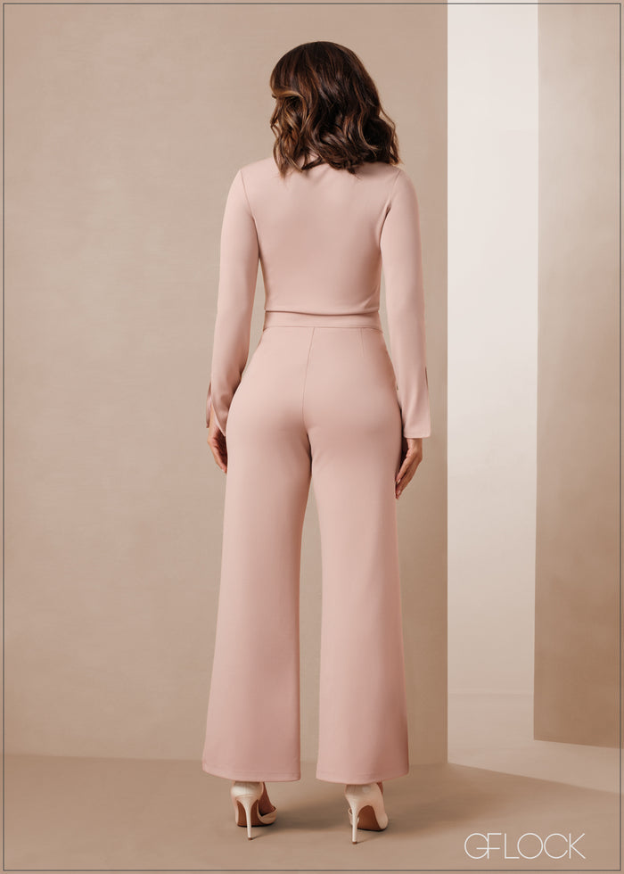 Boat Neck Split Hem Top - 011223