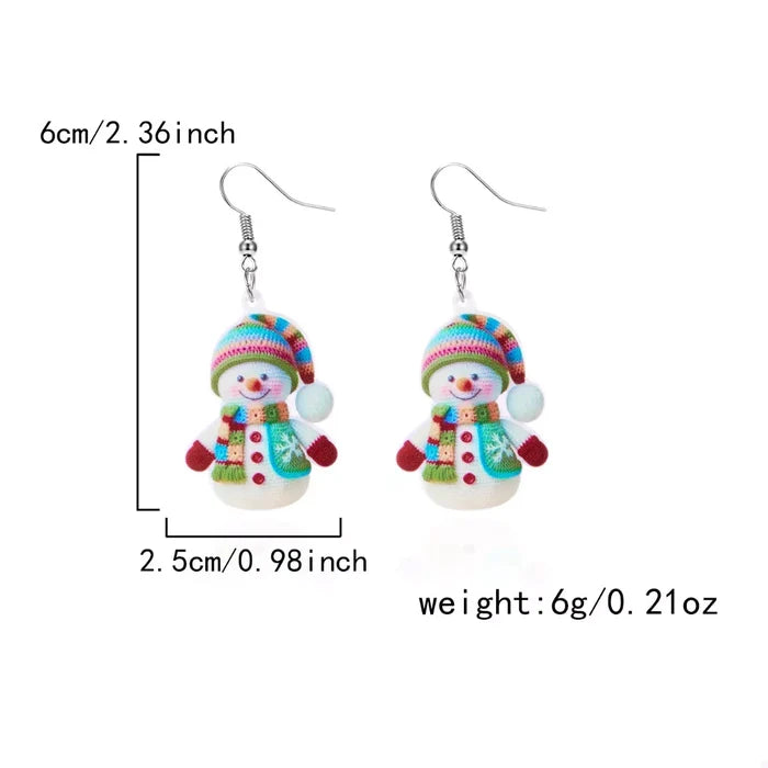 Christmas Snowman Dangle Earrings