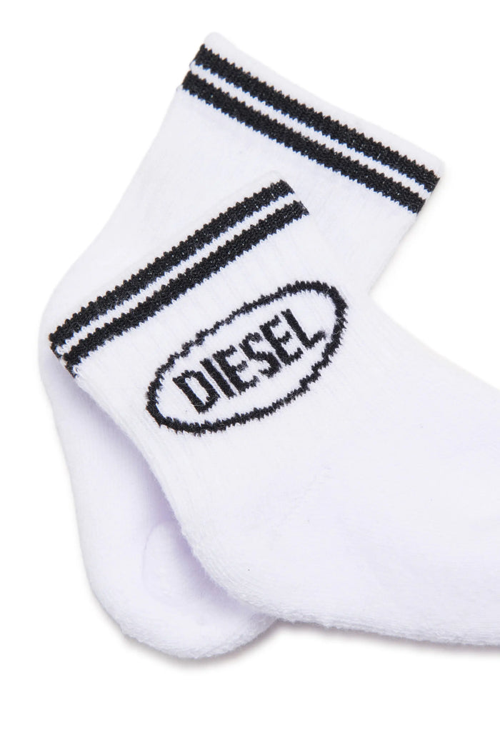 Cotton socks with striped cuffs