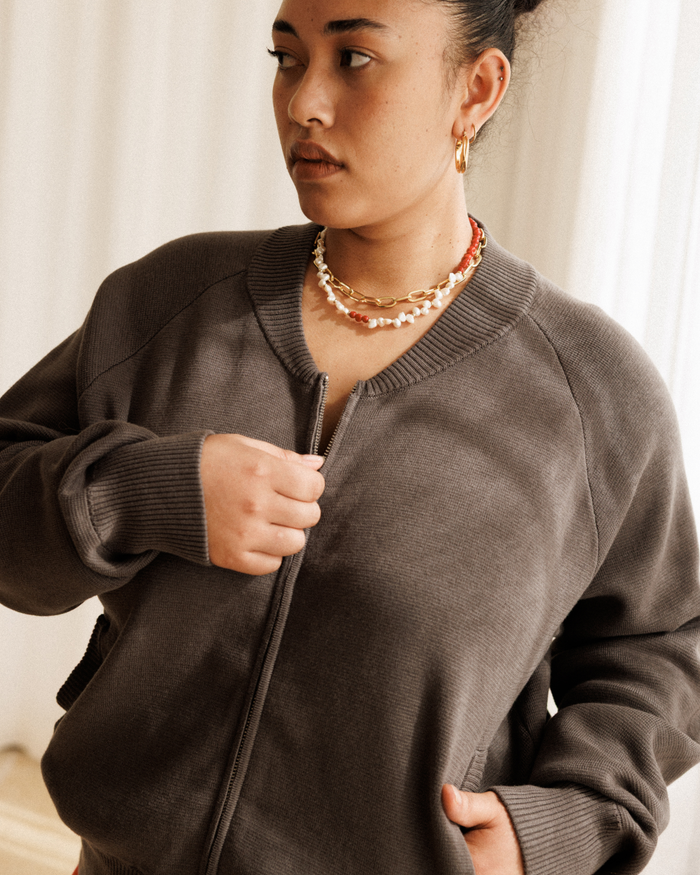 Darcy Knit Bomber | Charcoal