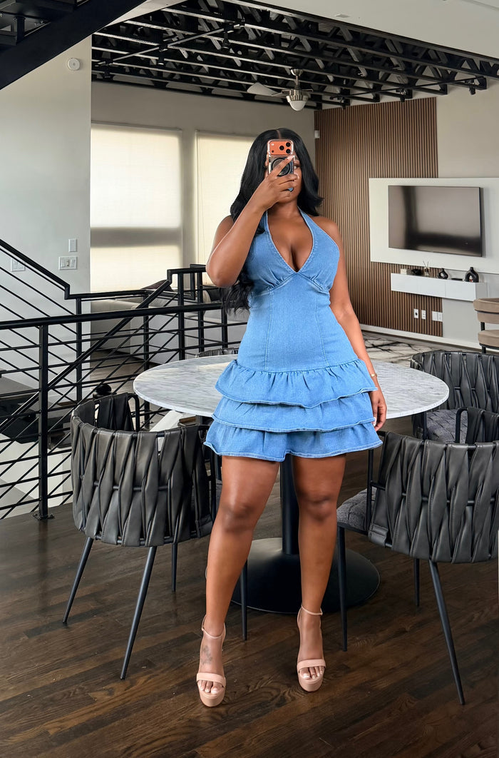 Denim Ruffle Dress