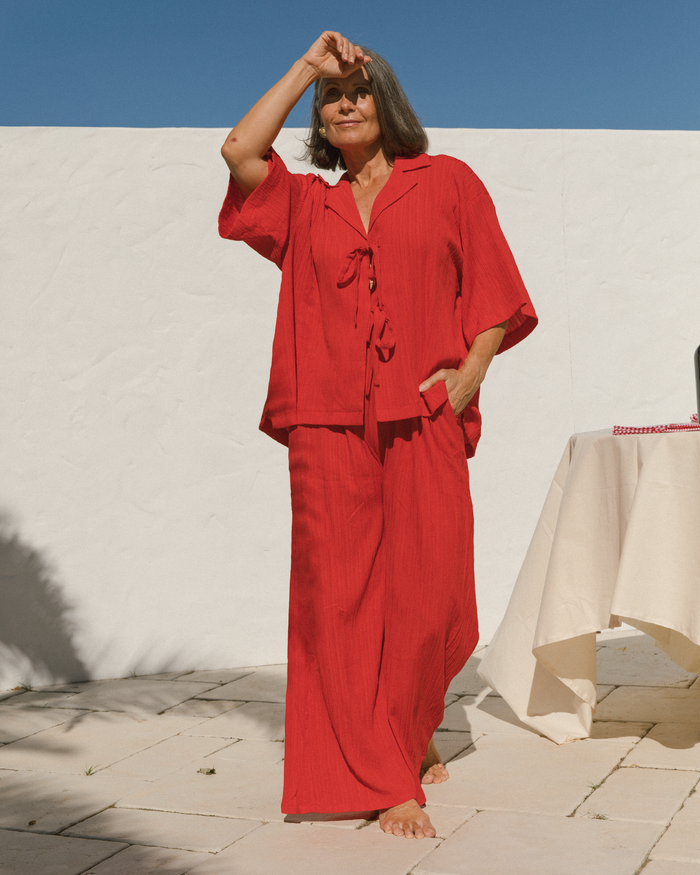 FINAL SALE | Billie Shirt | Red Crepe