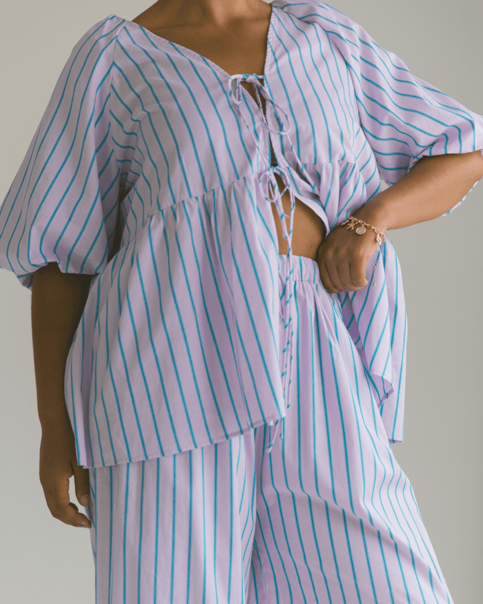 FINAL SALE | Frankie Top | Purple & Blue Stripe