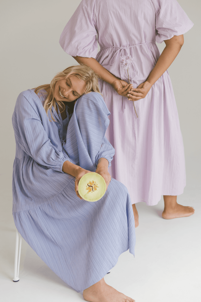 FINAL SALE | Maxi Ruby Smock Dress | Purple Crepe