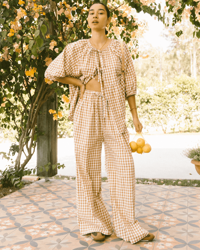 FINAL SALE | Posey Pants | Caramel Gingham