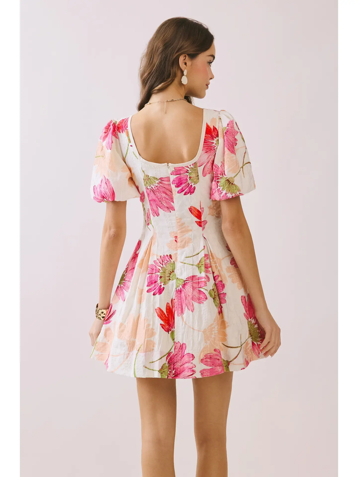 Floral Print Flare Skirt Mini Dress