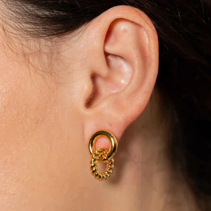 Gold Smooth & Twist Studs - Greige Goods