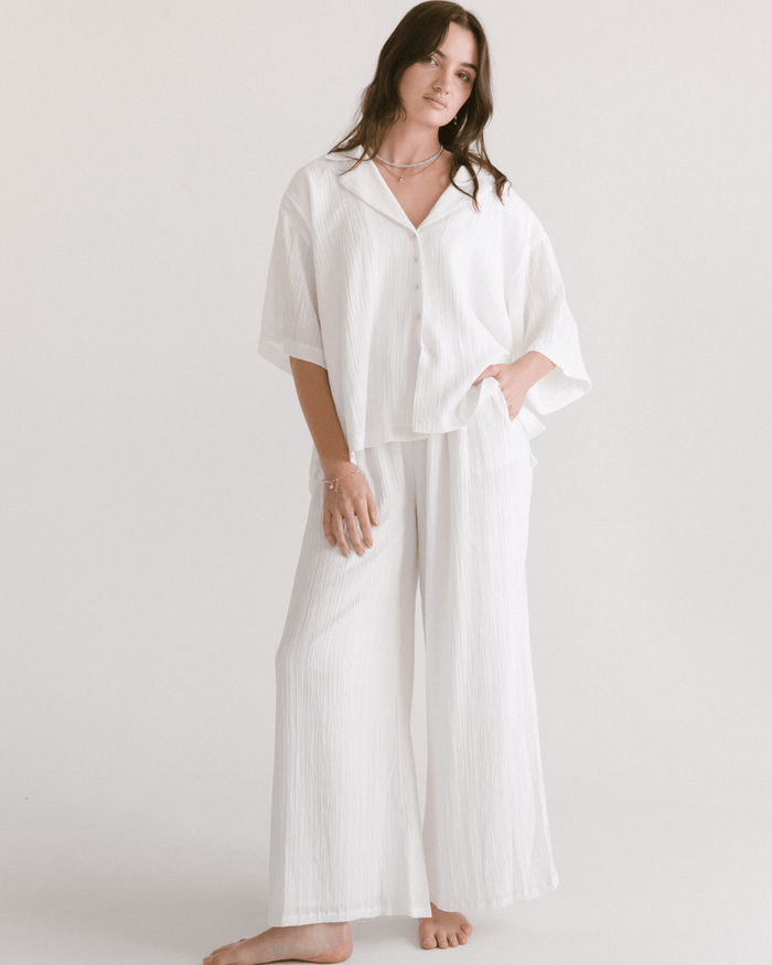 Lacey Shirt | White Crepe