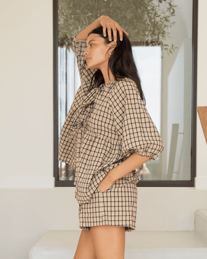 Matilda Shorts | Neutral Gingham