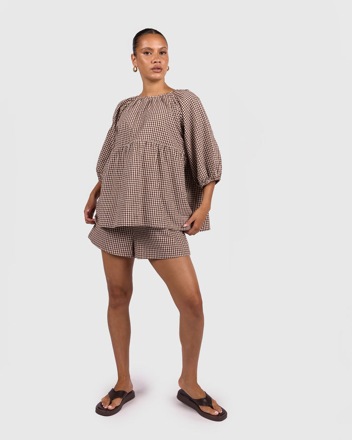 Matilda Shorts | Toffee Gingham