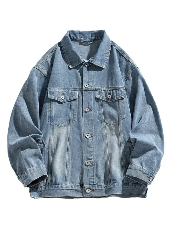 Men's Button Up Long Sleeve Denim Jacket