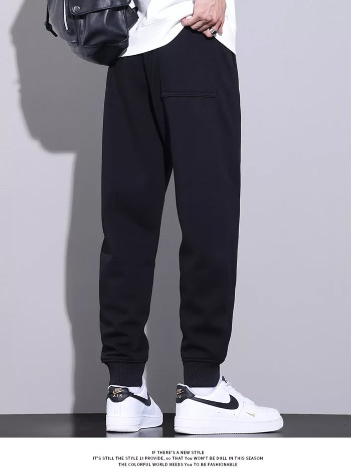 Men's Full Size Casual Drawstring Elastic Waist Ankle Cuffed Pants Plus Size