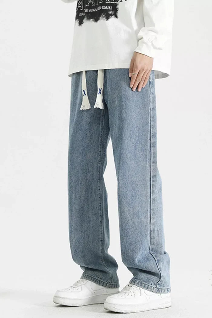 Men's Full Size Wash Loose Fit Jeans Plus Size