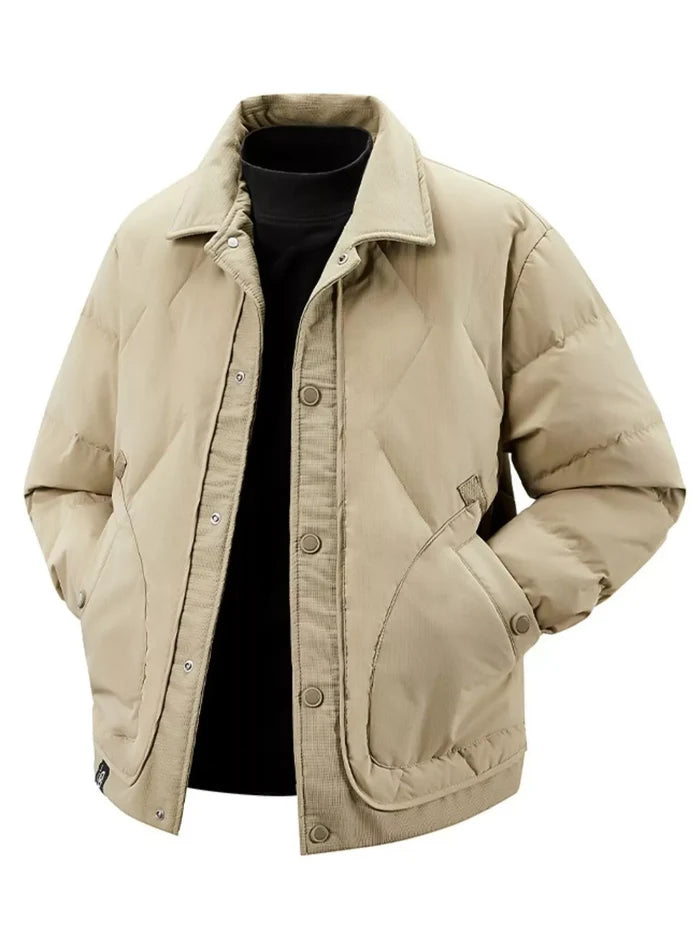 Men's Plus Size Quilted Snap-Down Padded Coat