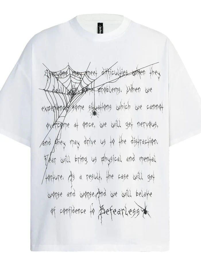 Men's Spider Web Letter Print Oversized T-Shirt