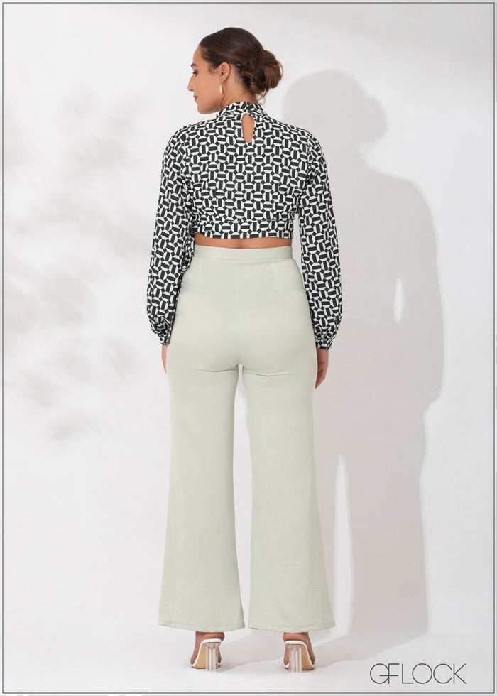 Mock-Wrap Tie Up Top - 090123