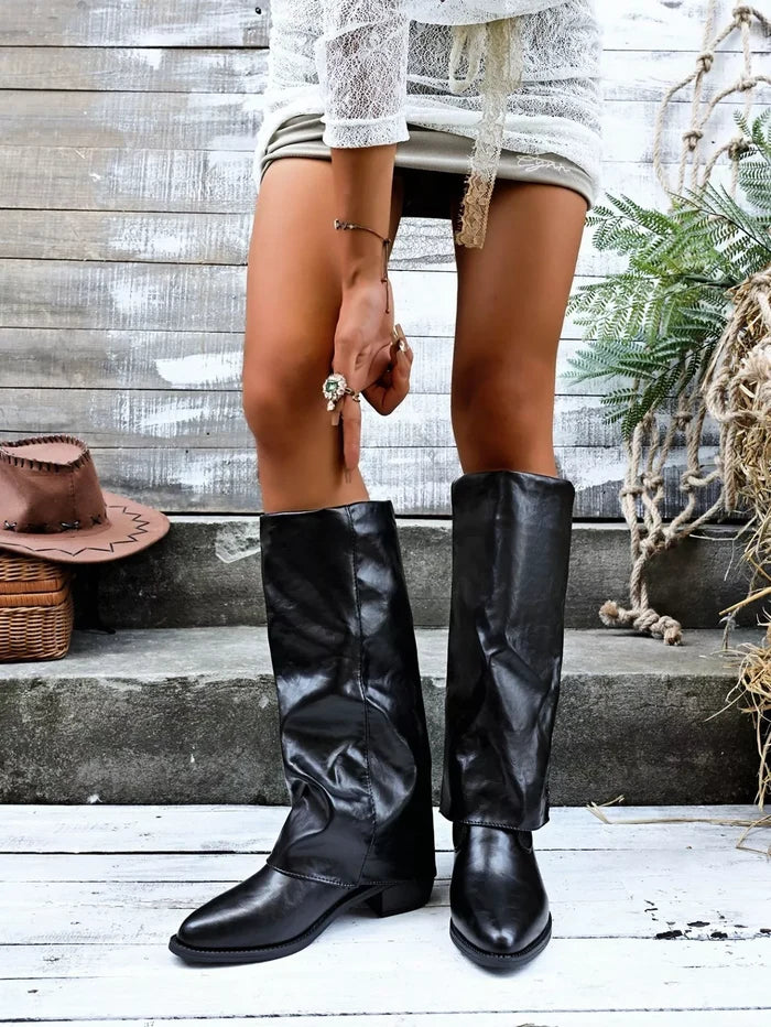 Point Toe Block Heels Boots