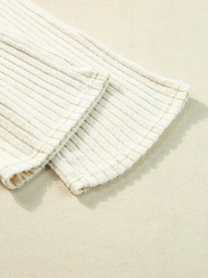 Ribbed Knit V-Neck Top and Pants Lounge Set