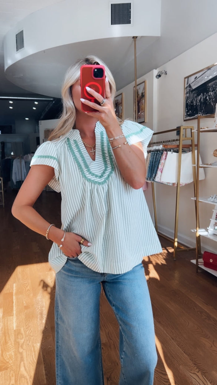 SAGE STRIPED TOP