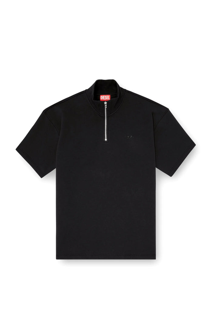 Short-sleeve half-zip sweatshirt in light scuba