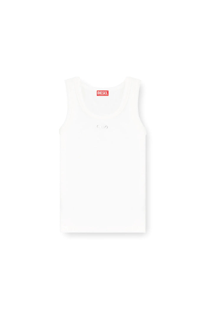 Slim ribbed tank top with metallic Oval D
