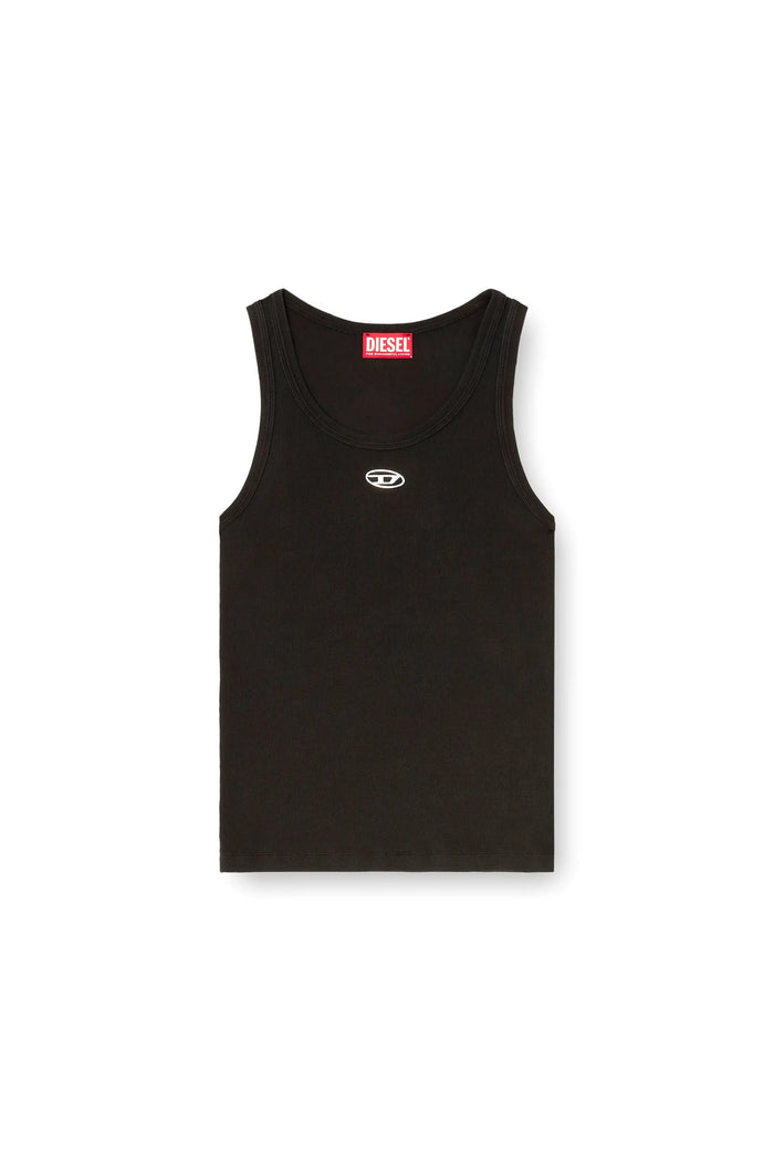 Slim ribbed tank top with metallic Oval D