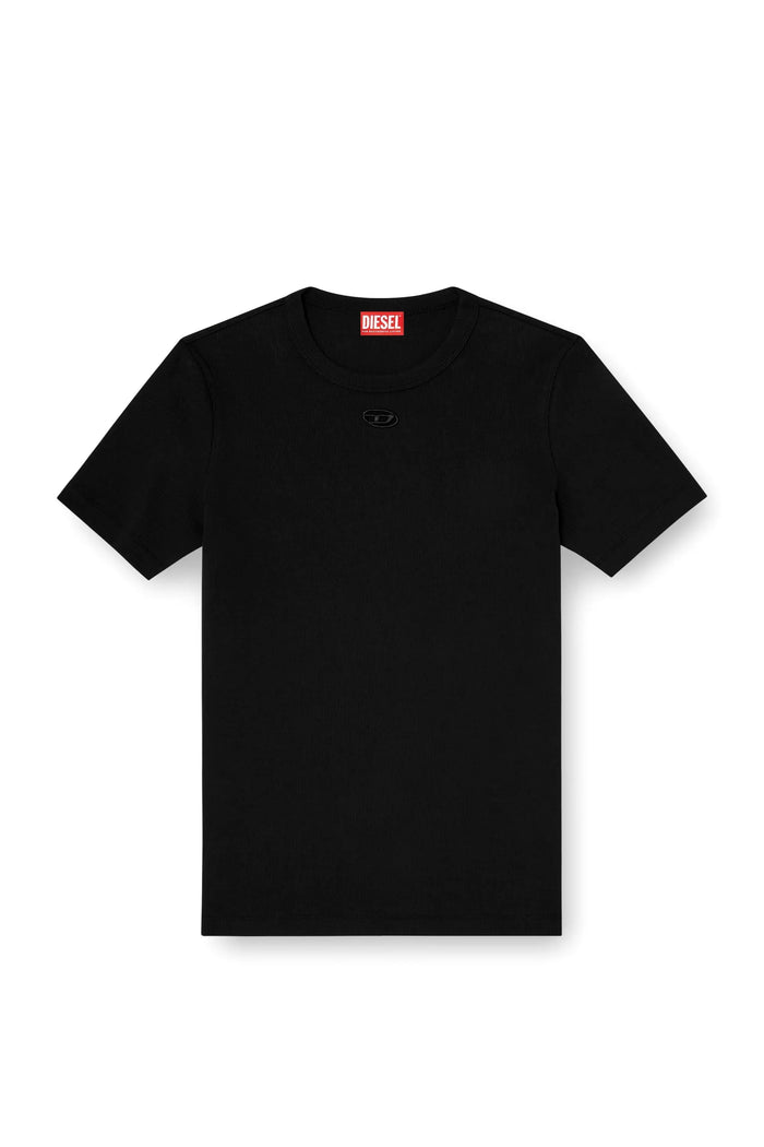 Slim short-sleeve top with laser cut Oval D