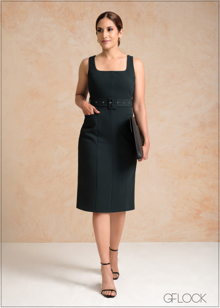 Square Neck Midi Dress - 210524