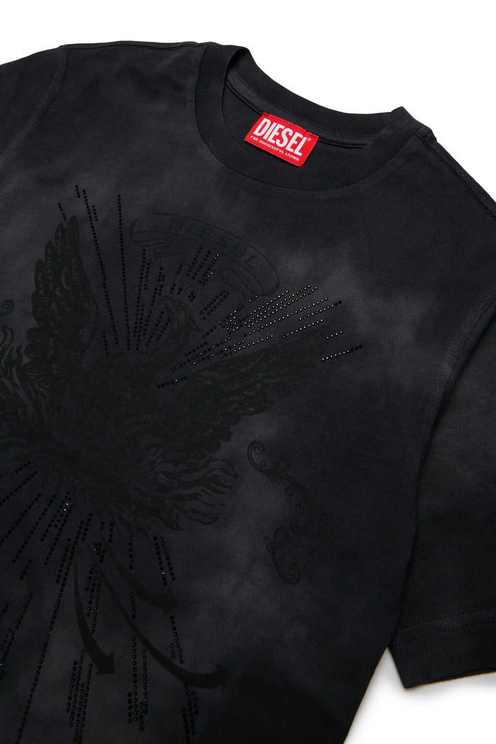 T-shirt with embellished phoenix motif