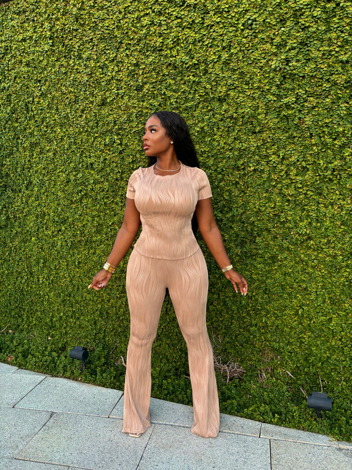 Tan Wavy Pant Set