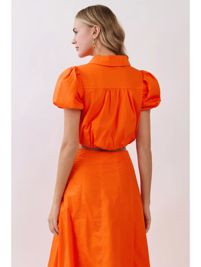 Topstitch Detail Cropped Blouse