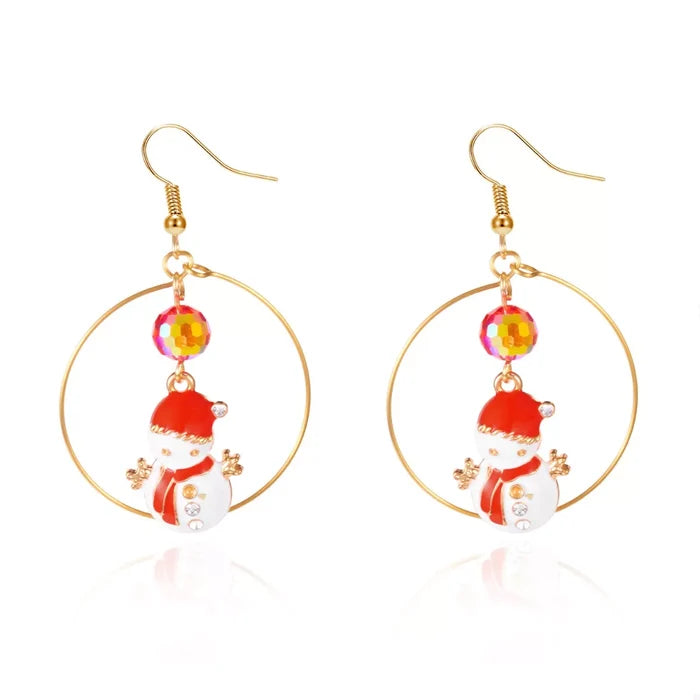 18K Gold-Plated Christmas Snowman Earrings