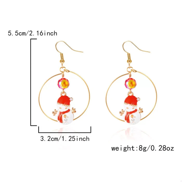 18K Gold-Plated Christmas Snowman Earrings