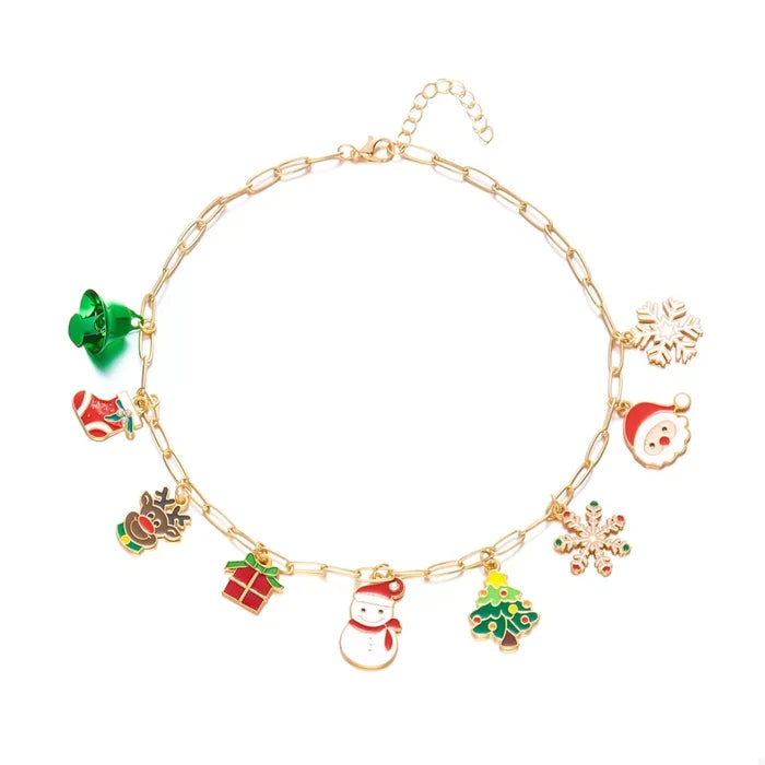 18K Gold-Plated Resin Christmas Theme Necklace