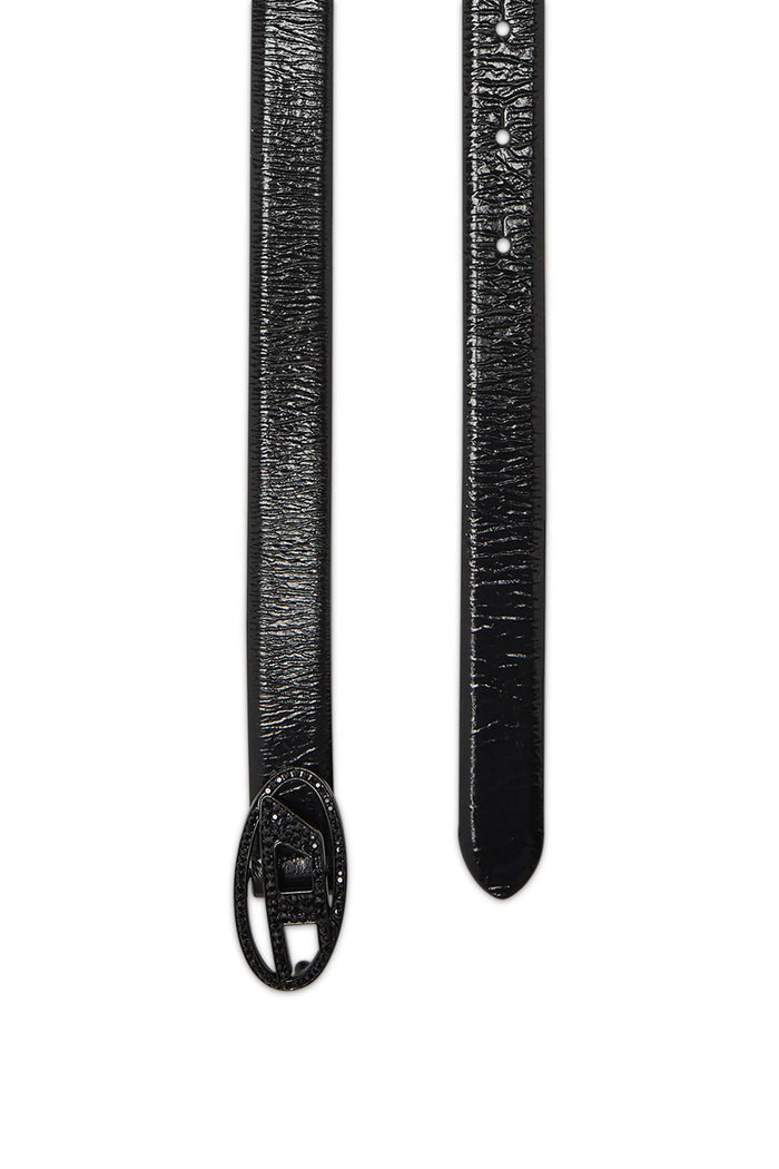 2 cm leather belt with crystal buckle