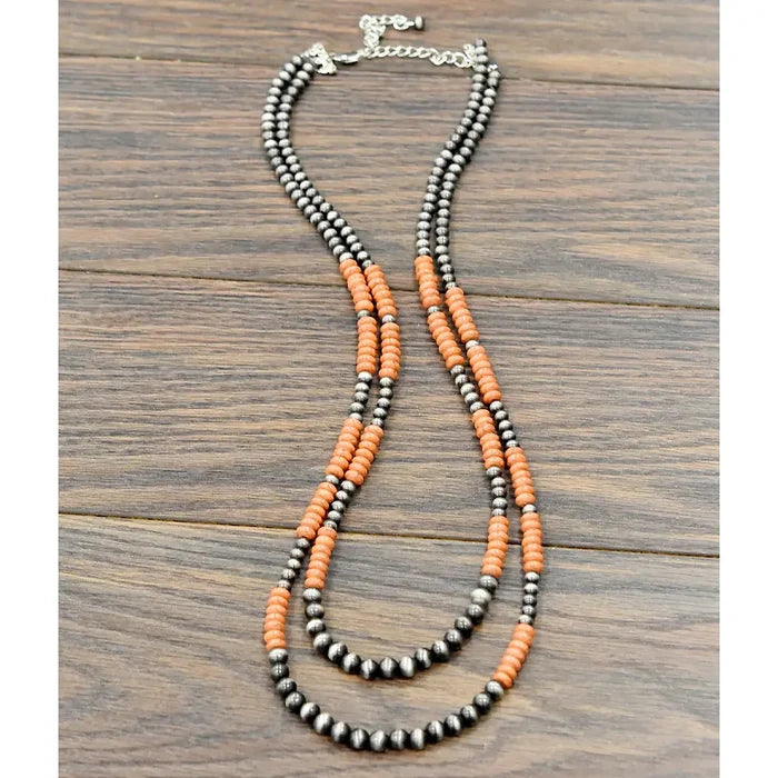 29" Navajo Bead Necklace - Greige Goods