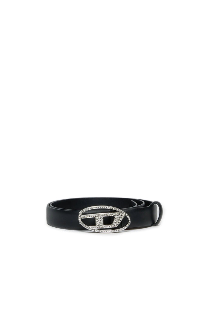 2cm leather belt with jewel buckle