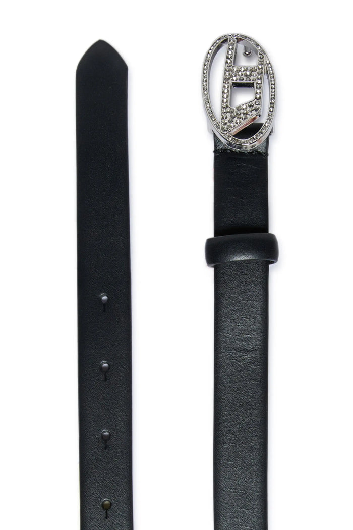 2cm leather belt with jewel buckle