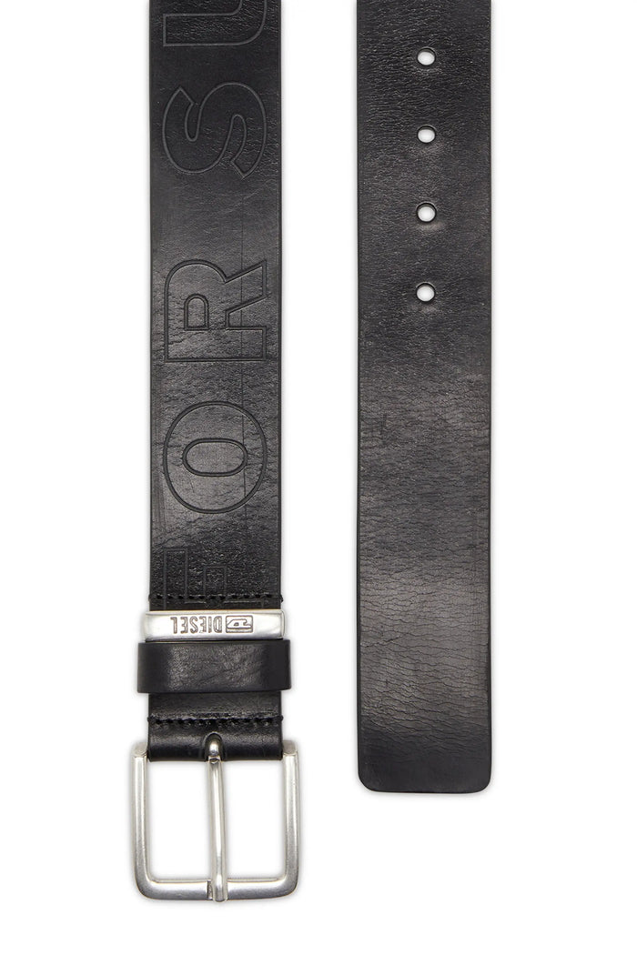 4 cm leather belt with embossed lettering