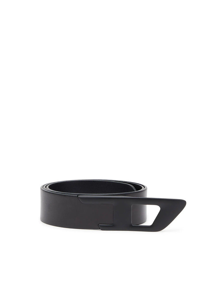 4 cm leather belt with metal D buckle