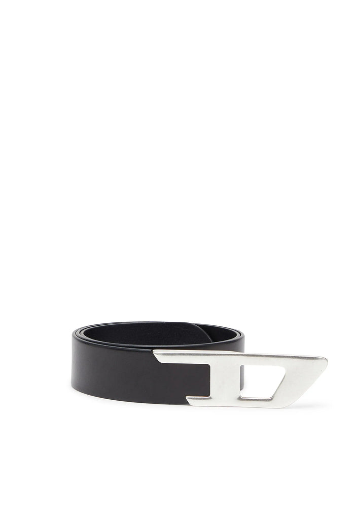 4 cm leather belt with metal D buckle