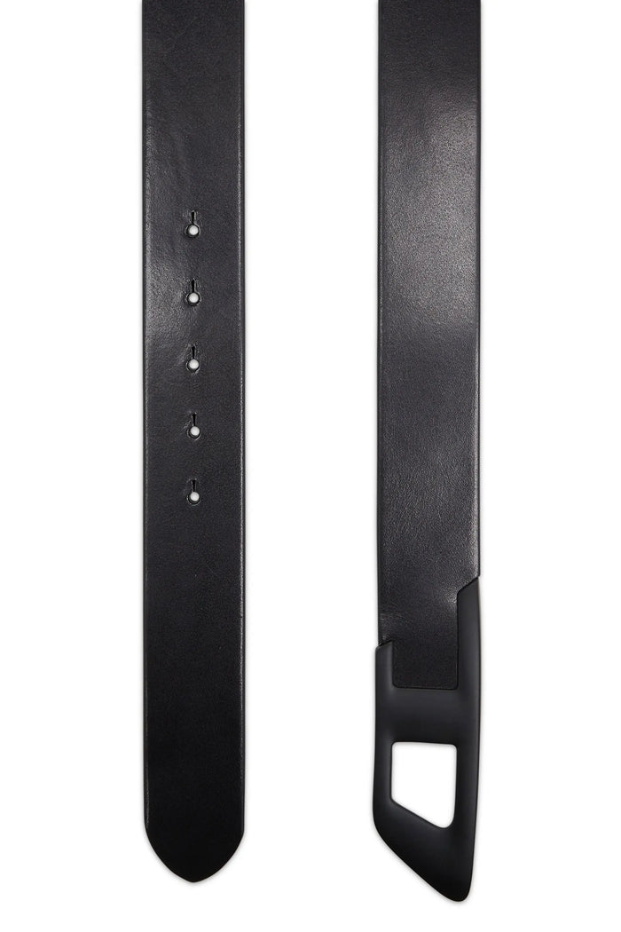 4 cm leather belt with metal D buckle