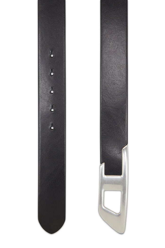 4 cm leather belt with metal D buckle