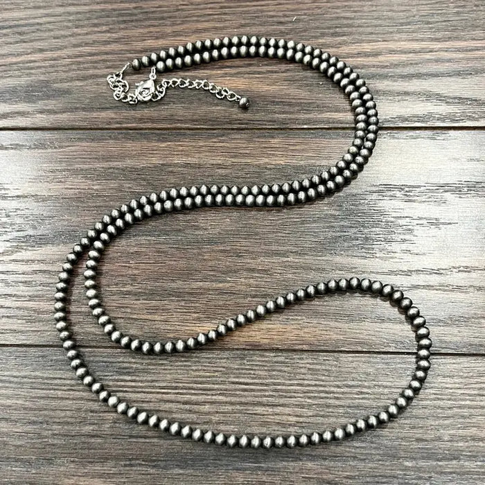 46" Navajo Bead Necklace - Greige Goods