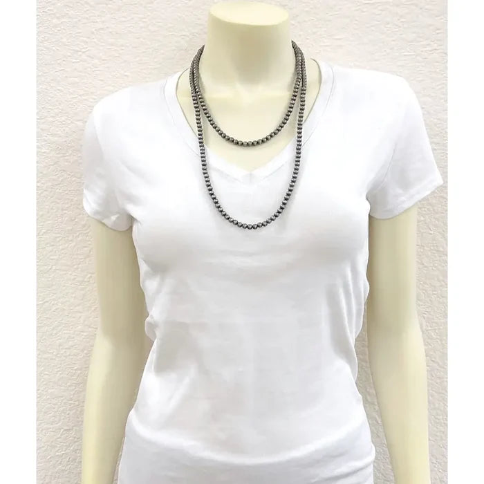 46" Navajo Bead Necklace - Greige Goods